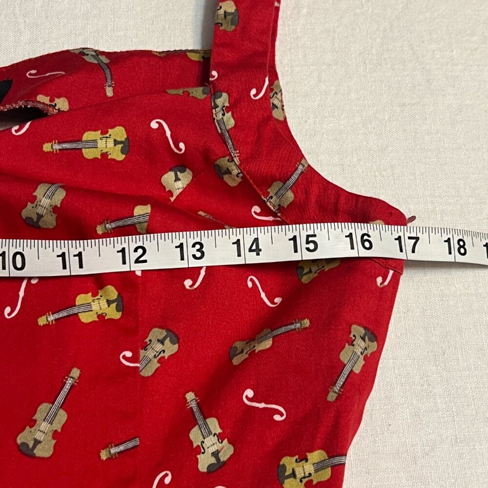 Hearts & Roses Fit Flare Dress Women 8 Red Rockabilly Pinup Retro - Picture 10 of 14